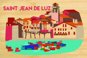 Pyrénées Atlantiques - Saint Jean de Luz Place Louis XIV vue du port de Ciboure